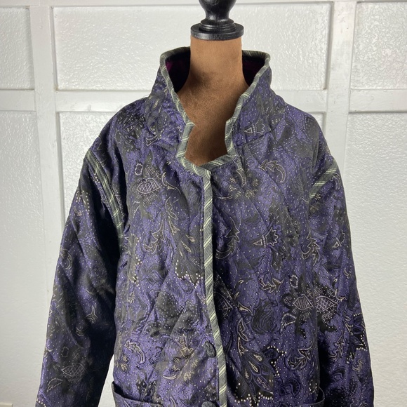 Handmade Vintage Reversible Quilted Boho Jacket Purple Paisley & Magenta Velvet - Picture 3 of 13
